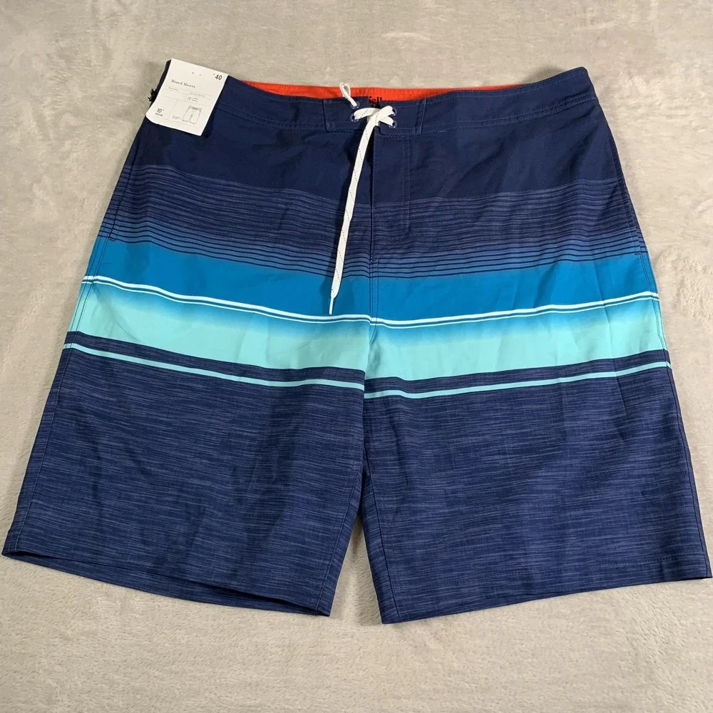 Goodfellow Board Shorts Mens 40 Striped Swim Trunks 4-Way Stretch 10